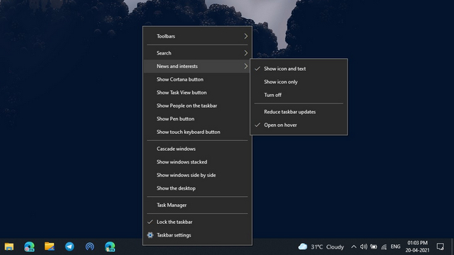 How to Disable News and Interests Widget on Windows 10 | Beebom