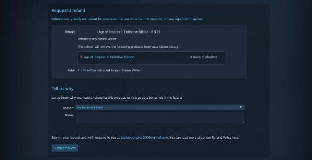 refund a game on steam step 4