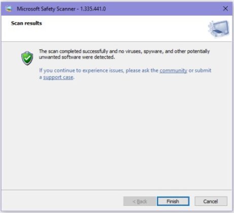 microsoft safety scanner scan time