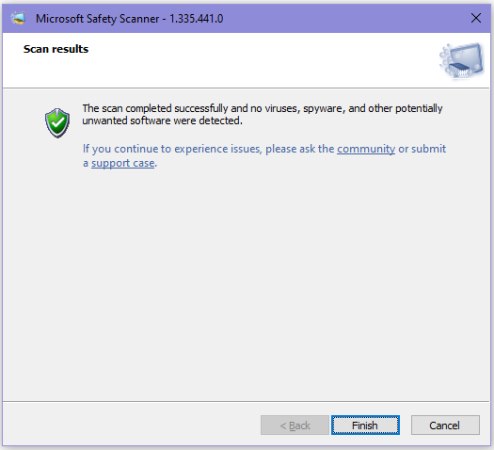 microsoft safety scanner stopped