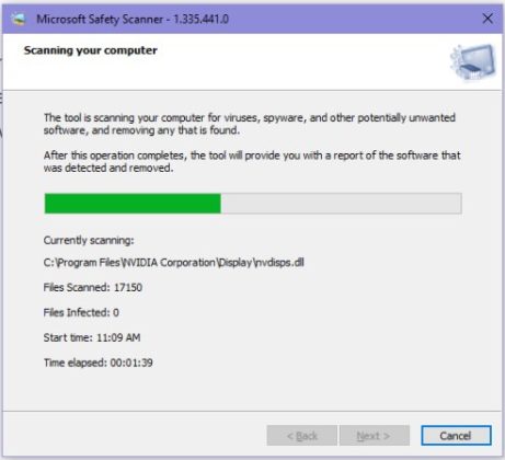 how long does microsoft safety scanner take