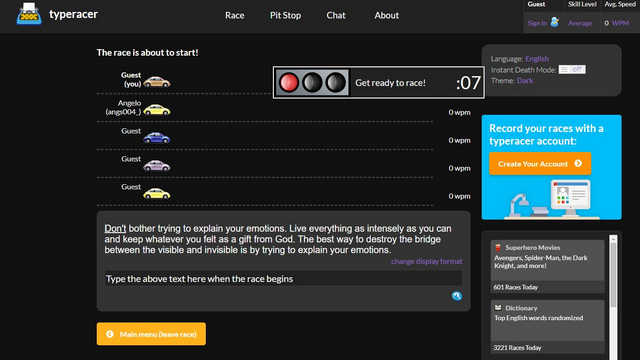 TypeRacer - Online Typing Game - Race Your Friends! 