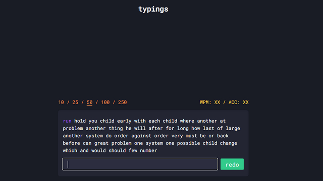 typings Typing Test Website