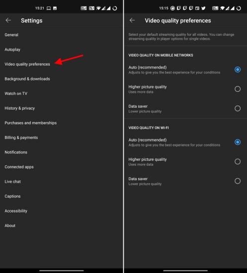 youtube video quality settings