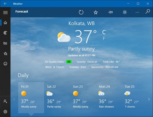 weather app not working windows 10