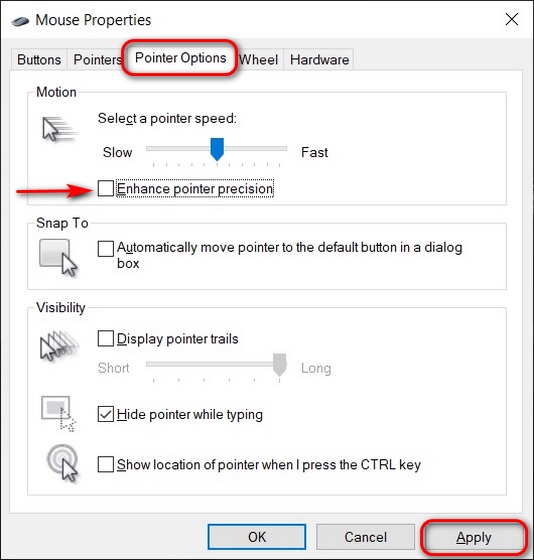 Disable Mouse Acceleration; Optimize Your Windows 10 PC For Gaming