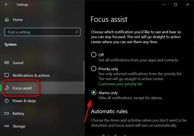 Enable Focus Assist; Optimize Your Windows 10 PC For Gaming