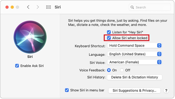 Allow Siri when your device is locked