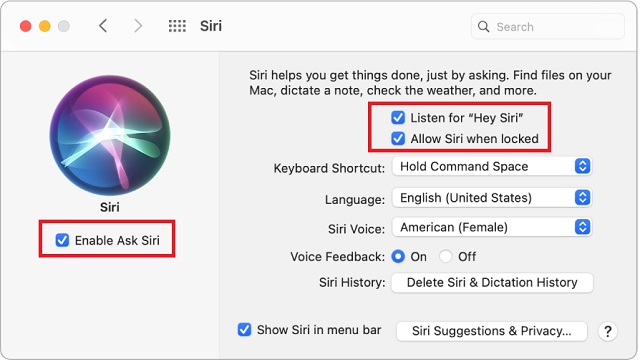 تمكين أو تعطيل مرحبًا سيري على ماك- نصائح لإصلاح مشكلة عدم عمل Siri