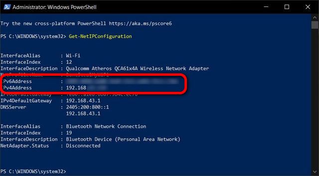 Find Your IP Address on Windows PowerShell
