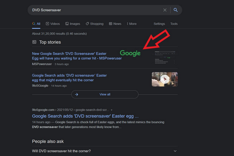 DVD Screensaver Google Easter Egg 