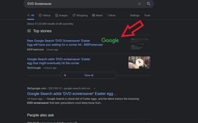 Google Search Adds DVD Screensaver Easter Egg