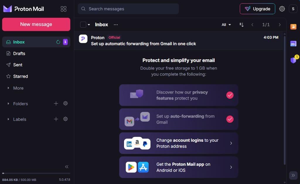 Proton Mail interface