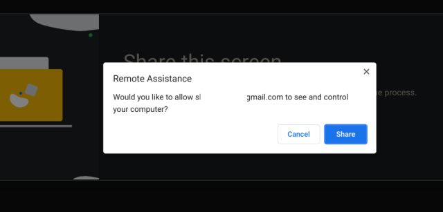 share the screen - chrome remote desktop