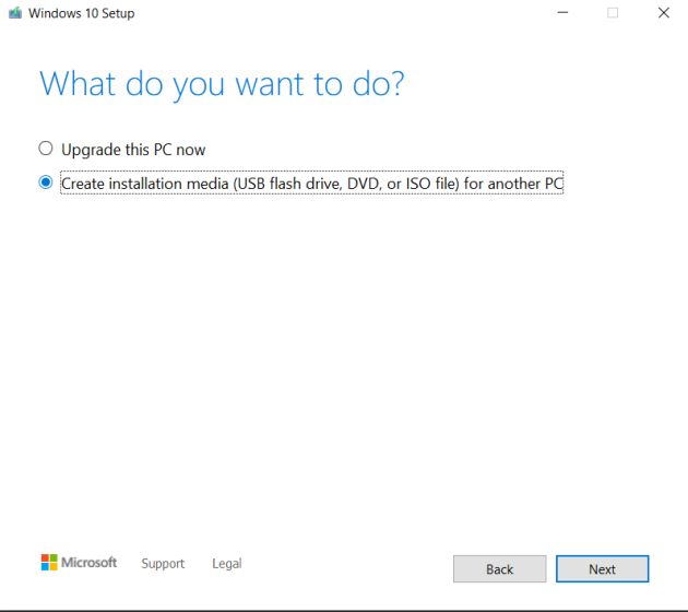 создать установочный носитель - создать загрузочный usb для Windows 10