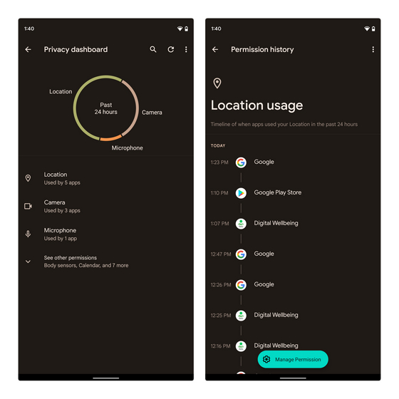 android 12 privacy dashboard