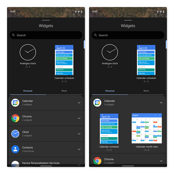 android 12 widgets with search option