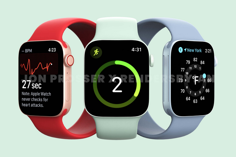 Apple Watch Series 7 Render Leak zeigt flache Kanten, neue grüne Farbe