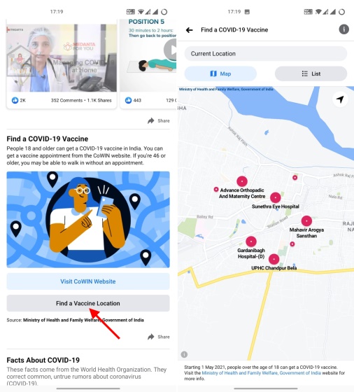 Facebook App Gains a Vaccine Finder Tool in India - 45