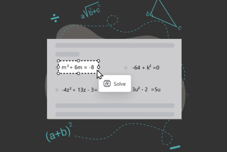 how to use microsoft edge math solver