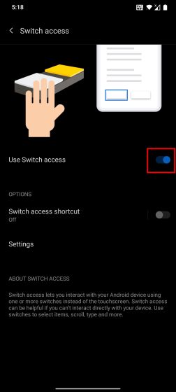 Use Switch Access Under Accessibility Settings