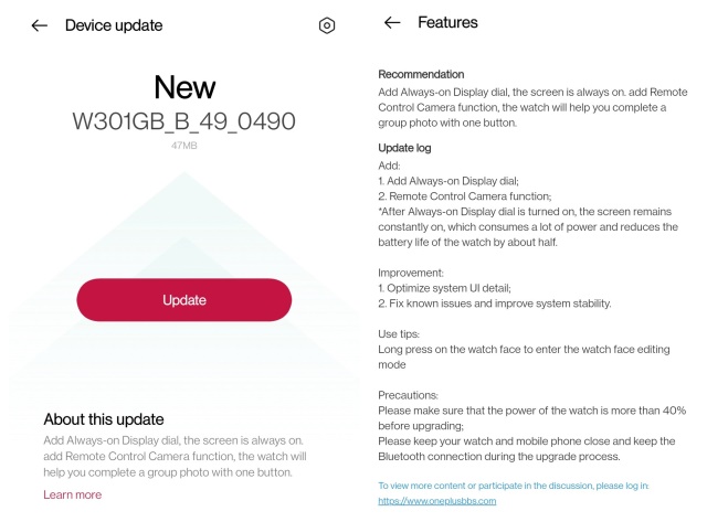 OnePlus Watch Update Adds Always on Display  Remote Camera Shutter Button - 93