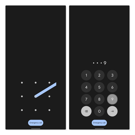 pattern and pin lock UI