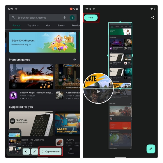 scrolling screenshots android 12