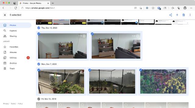 select photos in google photos