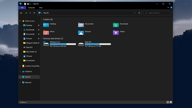 windows 10 colorful file explorer