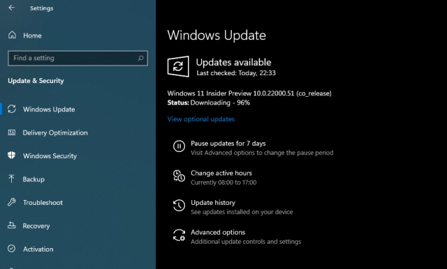 Windows 11 Insider-Vorschau 22000.51