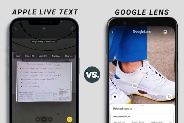 Apple Live Text Contre Google Lens