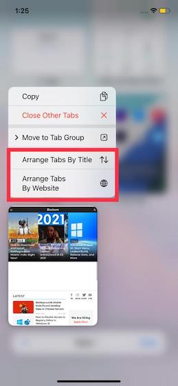 Arrange tabs - How to Use Tab Groups in Safari on iOS 15