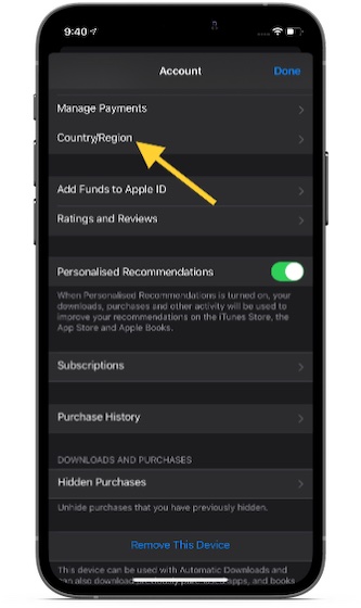 Change App Store region