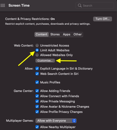 Wählen Sie Anpassen - So blockieren Sie Websites in Safari auf iPhone und Mac