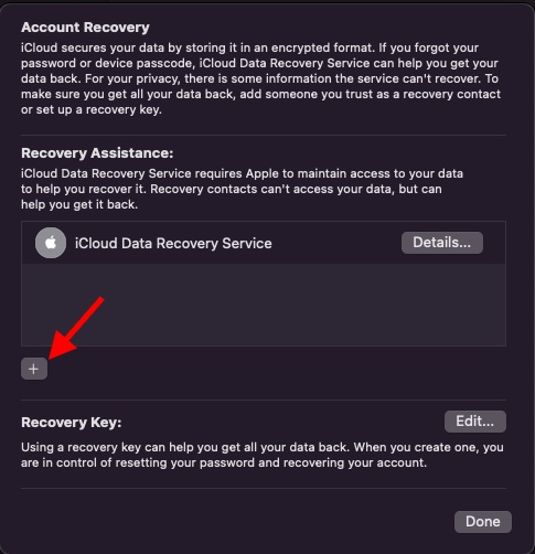 Add a recovery contact in macOS Monterey