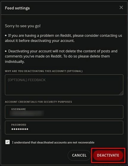 Delete or Deactivate Your Reddit Account