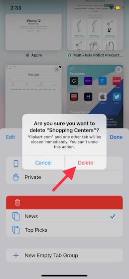 Delete a Safari tab group - How to Use Tab Groups in Safari on iOS 15
