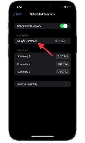 Deliver summary - Enable Notification Summary in iOS 15