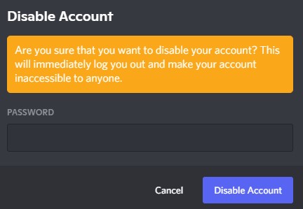 Discord Disable Account Confirmation