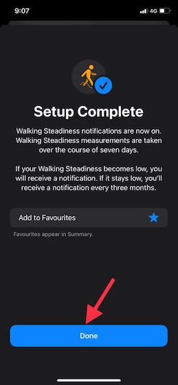 Walking Steadiness setup complete