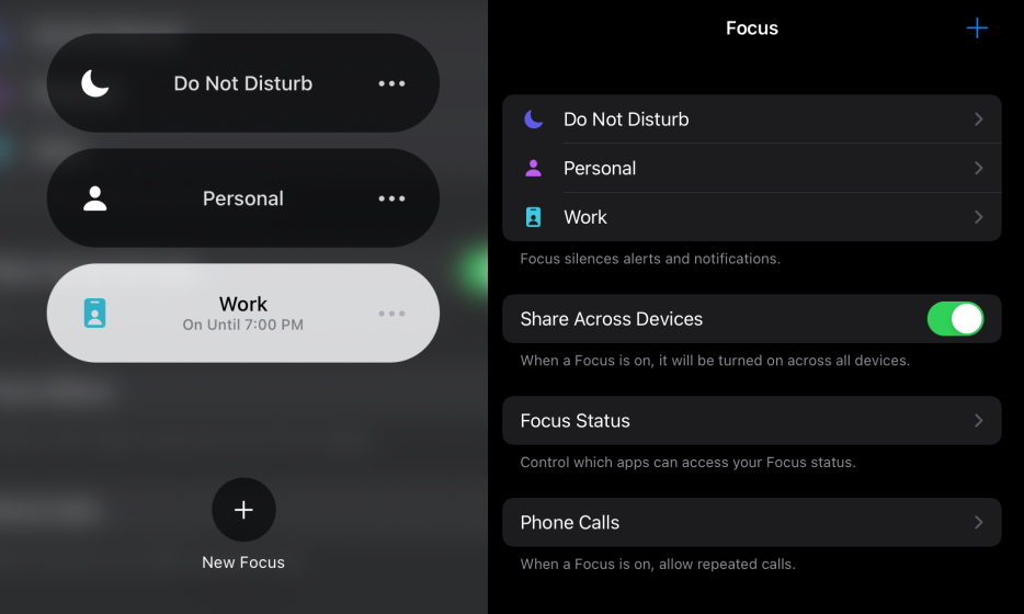 ipados 15 features - Focus mode