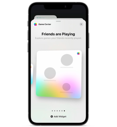 Game Center iPhone kezdőképernyő widget