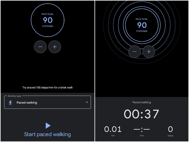 Google fit paced walking feature