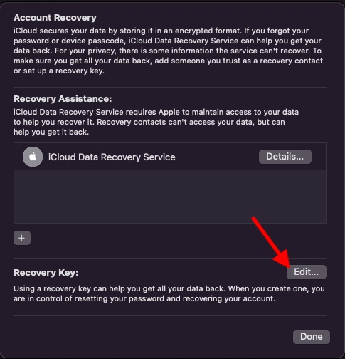 Get a recovery key on Mac