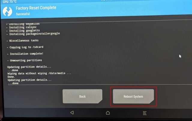 reboot Android TV