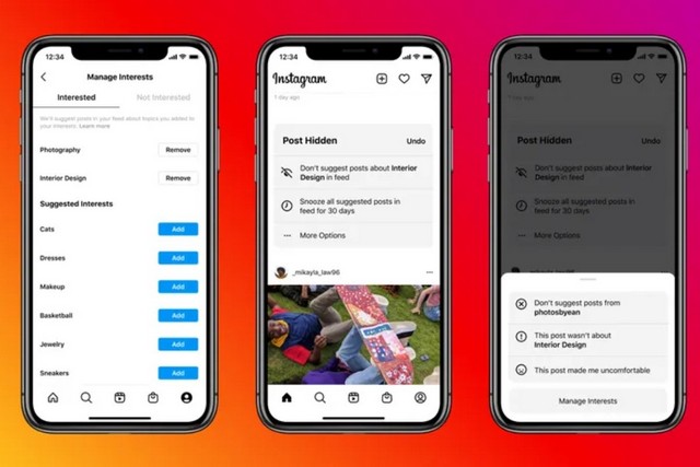 Instagram sugerido pós-teste de recursos