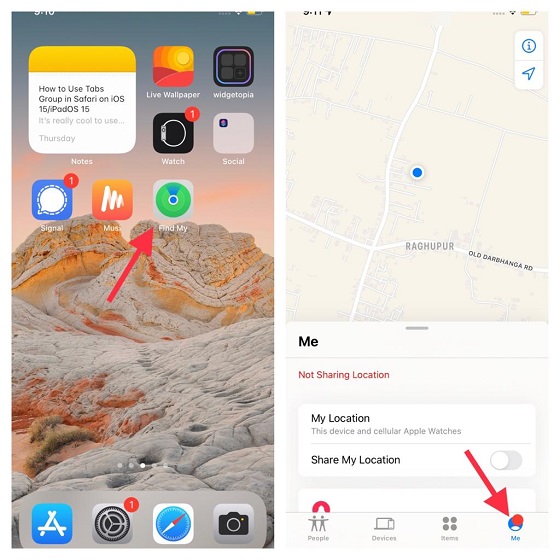 Me tab - How to Find Your Lost iPhone