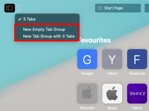 New empty tab group