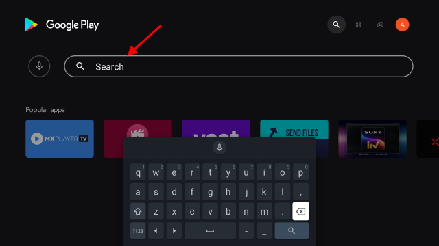 Android TV play store search